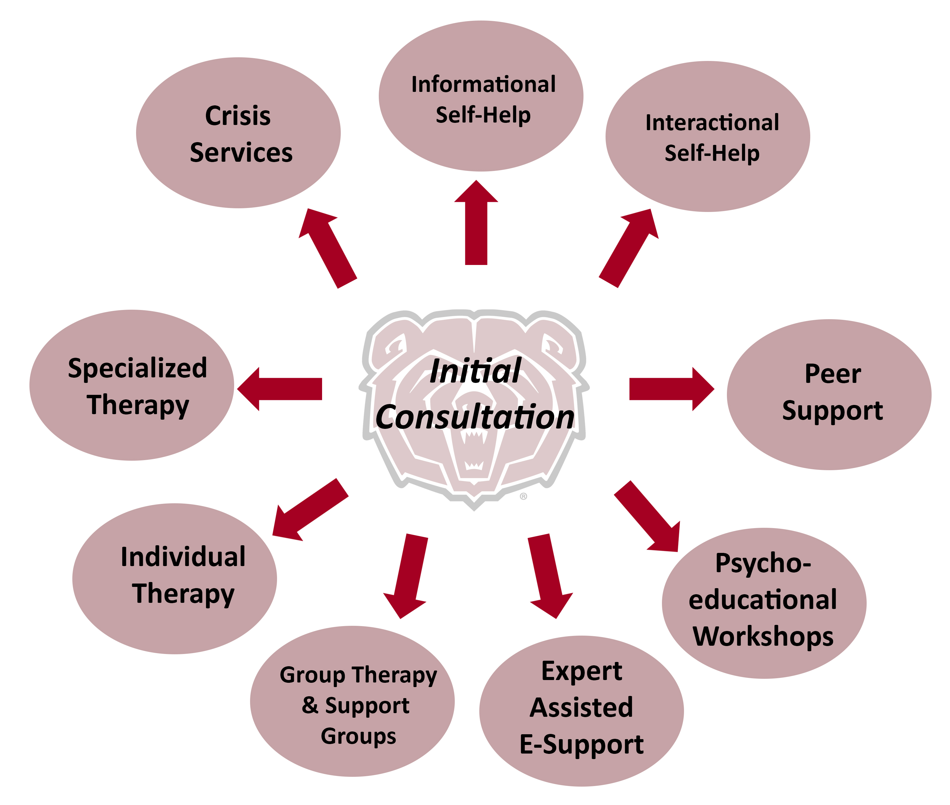 Chart detailing Counseling Center services